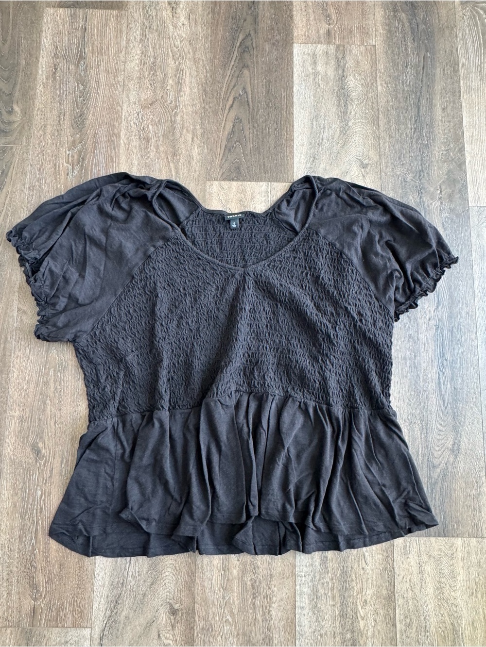 torrid Black Smocked Peplum Puff-Sleeve Top